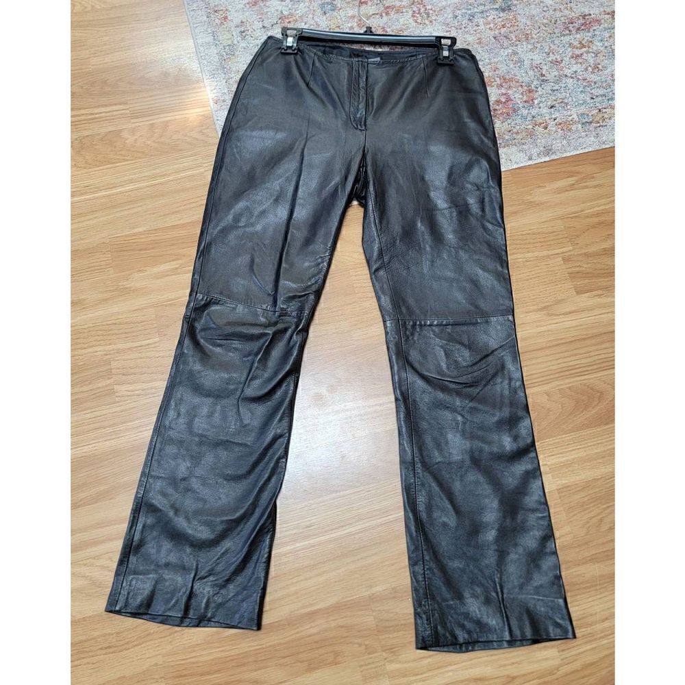 5/48 Vintage Y2K Black Leather Straight-Leg Pants 2